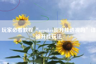 玩家必看教程“wepoker能开挂透视吗”详细开挂玩法