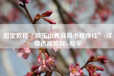 指定教程“微乐山西麻将小程序挂”(详细透视教程)-知乎 指定教程“微乐山西麻将小程序挂”(详细透视教程)-知乎