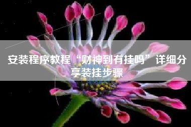 安装程序教程“财神到有挂吗”详细分享装挂步骤