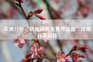 实测分析“杭州麻将免费开挂器”详细分享装挂 实测分析“杭州麻将免费开挂器”详细分享装挂