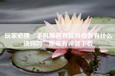 玩家必搜“手机麻将有挂吗或者有什么诀窍吗”原来有神器下载 玩家必搜“手机麻将有挂吗或者有什么诀窍吗”原来有神器下载