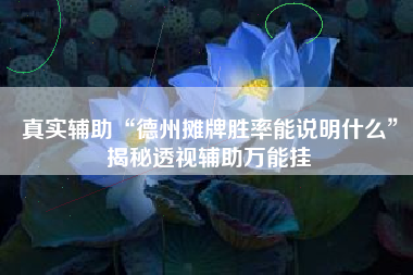 真实辅助“德州摊牌胜率能说明什么”揭秘透视辅助万能挂