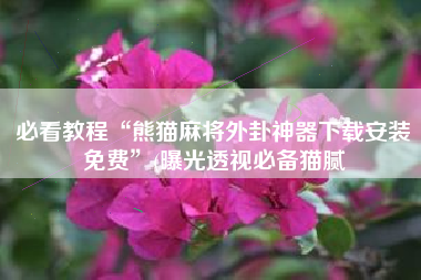 必看教程“熊猫麻将外卦神器下载安装免费”(曝光透视必备猫腻 必看教程“熊猫麻将外卦神器下载安装免费”(曝光透视必备猫腻