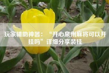 玩家辅助神器：“开心泉州麻将可以开挂吗”详细分享装挂