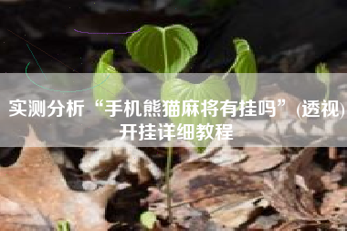 实测分析“手机熊猫麻将有挂吗”(透视)开挂详细教程