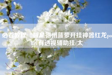 必看教程“智星德州菠萝开挂神器红龙poker有透视辅助挂(太