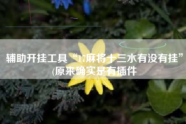 辅助开挂工具“17麻将十三水有没有挂”(原来确实是有插件 辅助开挂工具“17麻将十三水有没有挂”(原来确实是有插件