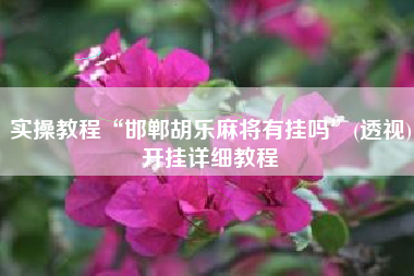 实操教程“邯郸胡乐麻将有挂吗”(透视)开挂详细教程 实操教程“邯郸胡乐麻将有挂吗”(透视)开挂详细教程