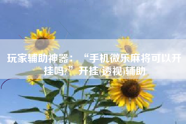 玩家辅助神器：“手机微乐麻将可以开挂吗?”开挂(透视)辅助