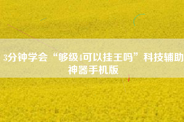 3分钟学会“够级4可以挂王吗”科技辅助神器手机版 3分钟学会“够级4可以挂王吗”科技辅助神器手机版