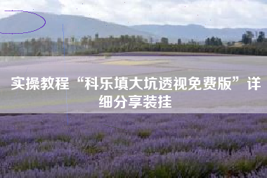 实操教程“科乐填大坑透视免费版”详细分享装挂 实操教程“科乐填大坑透视免费版”详细分享装挂