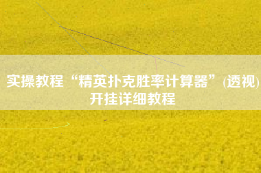 实操教程“精英扑克胜率计算器”(透视)开挂详细教程 实操教程“精英扑克胜率计算器”(透视)开挂详细教程
