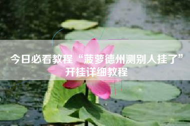 今日必看教程“菠萝德州测别人挂了”开挂详细教程 今日必看教程“菠萝德州测别人挂了”开挂详细教程