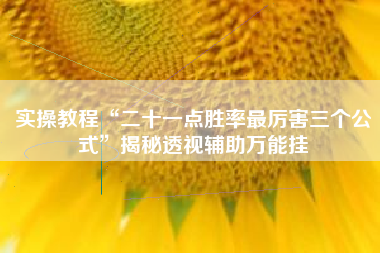 实操教程“二十一点胜率最厉害三个公式”揭秘透视辅助万能挂