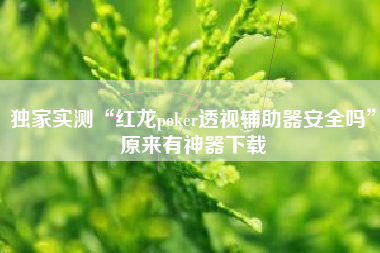 独家实测“红龙poker透视辅助器安全吗”原来有神器下载