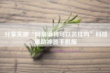 分享实测“网易麻将可以装挂吗”科技辅助神器手机版