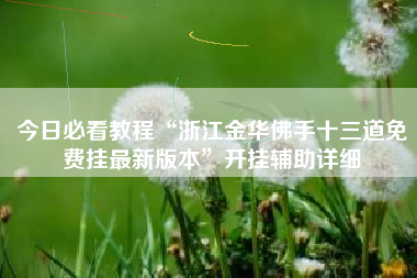 今日必看教程“浙江金华佛手十三道免费挂最新版本”开挂辅助详细