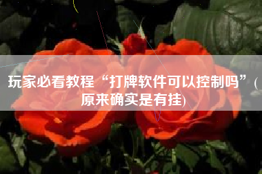 玩家必看教程“打牌软件可以控制吗”(原来确实是有挂) 玩家必看教程“打牌软件可以控制吗”(原来确实是有挂)