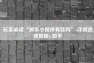 玩家必读“微乐小程序有挂吗”(详细透视教程)-知乎 玩家必读“微乐小程序有挂吗”(详细透视教程)-知乎