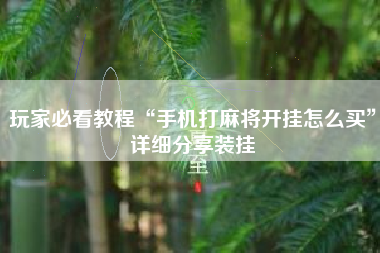 玩家必看教程“手机打麻将开挂怎么买”详细分享装挂