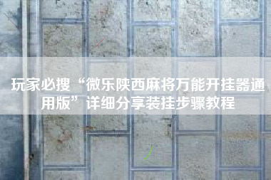 玩家必搜“微乐陕西麻将万能开挂器通用版”详细分享装挂步骤教程