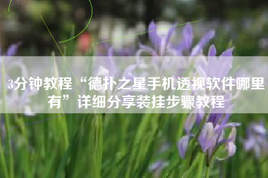 3分钟教程“德扑之星手机透视软件哪里有”详细分享装挂步骤教程