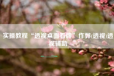 实操教程“透视桌面看牌”作弊(透视)透视辅助