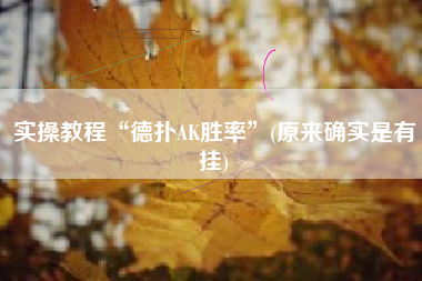 实操教程“德扑AK胜率”(原来确实是有挂)