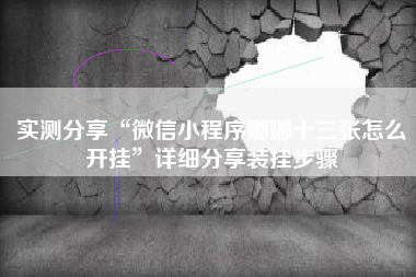 实测分享“微信小程序嘟嘟十三张怎么开挂”详细分享装挂步骤