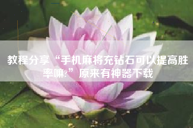 教程分享“手机麻将充钻石可以提高胜率嘛?”原来有神器下载