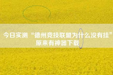 今日实测“德州竞技联盟为什么没有挂”原来有神器下载