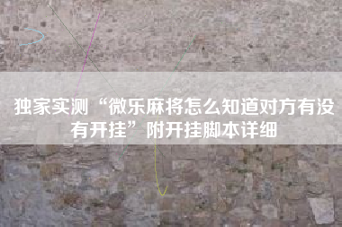 独家实测“微乐麻将怎么知道对方有没有开挂”附开挂脚本详细