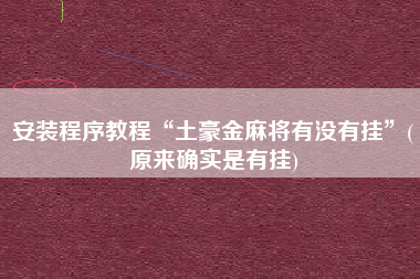 安装程序教程“土豪金麻将有没有挂”(原来确实是有挂)