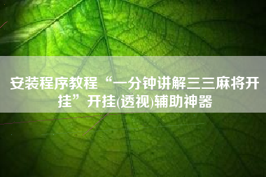 安装程序教程“一分钟讲解三三麻将开挂”开挂(透视)辅助神器 安装程序教程“一分钟讲解三三麻将开挂”开挂(透视)辅助神器
