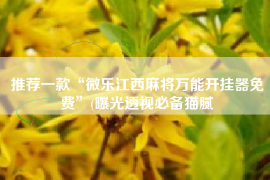 推荐一款“微乐江西麻将万能开挂器免费”(曝光透视必备猫腻 推荐一款“微乐江西麻将万能开挂器免费”(曝光透视必备猫腻