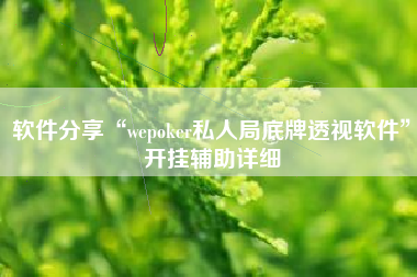 软件分享“wepoker私人局底牌透视软件”开挂辅助详细 软件分享“wepoker私人局底牌透视软件”开挂辅助详细