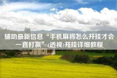 辅助最新信息“手机麻将怎么开挂才会一直打赢”(透视)开挂详细教程 辅助最新信息“手机麻将怎么开挂才会一直打赢”(透视)开挂详细教程