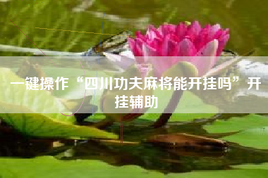 一键操作“四川功夫麻将能开挂吗”开挂辅助