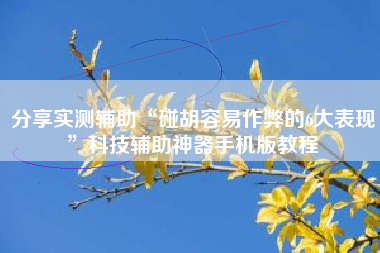 分享实测辅助“碰胡容易作弊的6大表现”科技辅助神器手机版教程 分享实测辅助“碰胡容易作弊的6大表现”科技辅助神器手机版教程