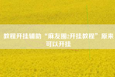 教程开挂辅助“麻友圈2开挂教程”原来可以开挂