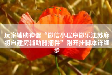 玩家辅助神器“微信小程序微乐江苏麻将自建房辅助器插件”附开挂脚本详细步 玩家辅助神器“微信小程序微乐江苏麻将自建房辅助器插件”附开挂脚本详细步