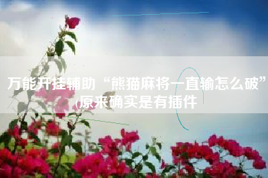 万能开挂辅助“熊猫麻将一直输怎么破”(原来确实是有插件