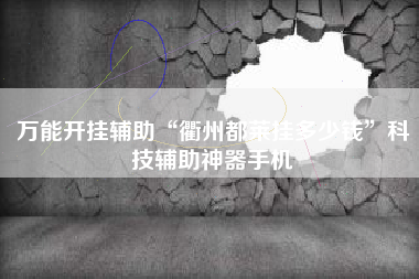 万能开挂辅助“衢州都莱挂多少钱”科技辅助神器手机