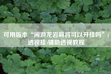可用版本“闲游龙岩麻将可以开挂吗”(透视挂)辅助透视教程