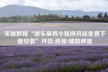 实操教程“微乐麻将小程序开挂免费下载安装”开挂(透视)辅助神器