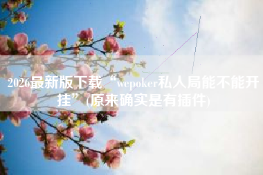 2026最新版下载“wepoker私人局能不能开挂”(原来确实是有插件)