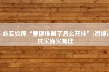必看教程“麦穗推筒子怎么开挂”(透视)其实确实有挂 必看教程“麦穗推筒子怎么开挂”(透视)其实确实有挂