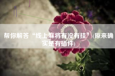 帮你解答“线上麻将有没有挂”(原来确实是有插件)