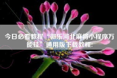 今日必看教程“微乐河北麻将小程序万能挂”通用版下载教程!