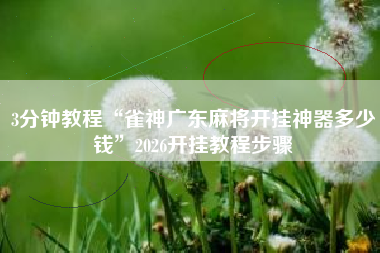 3分钟教程“雀神广东麻将开挂神器多少钱”2026开挂教程步骤